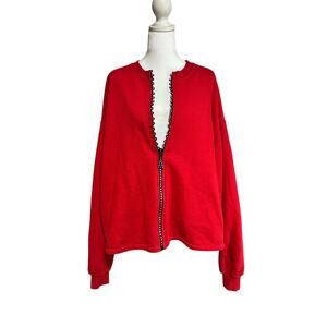 Vintage red zip up  cardigan sweater